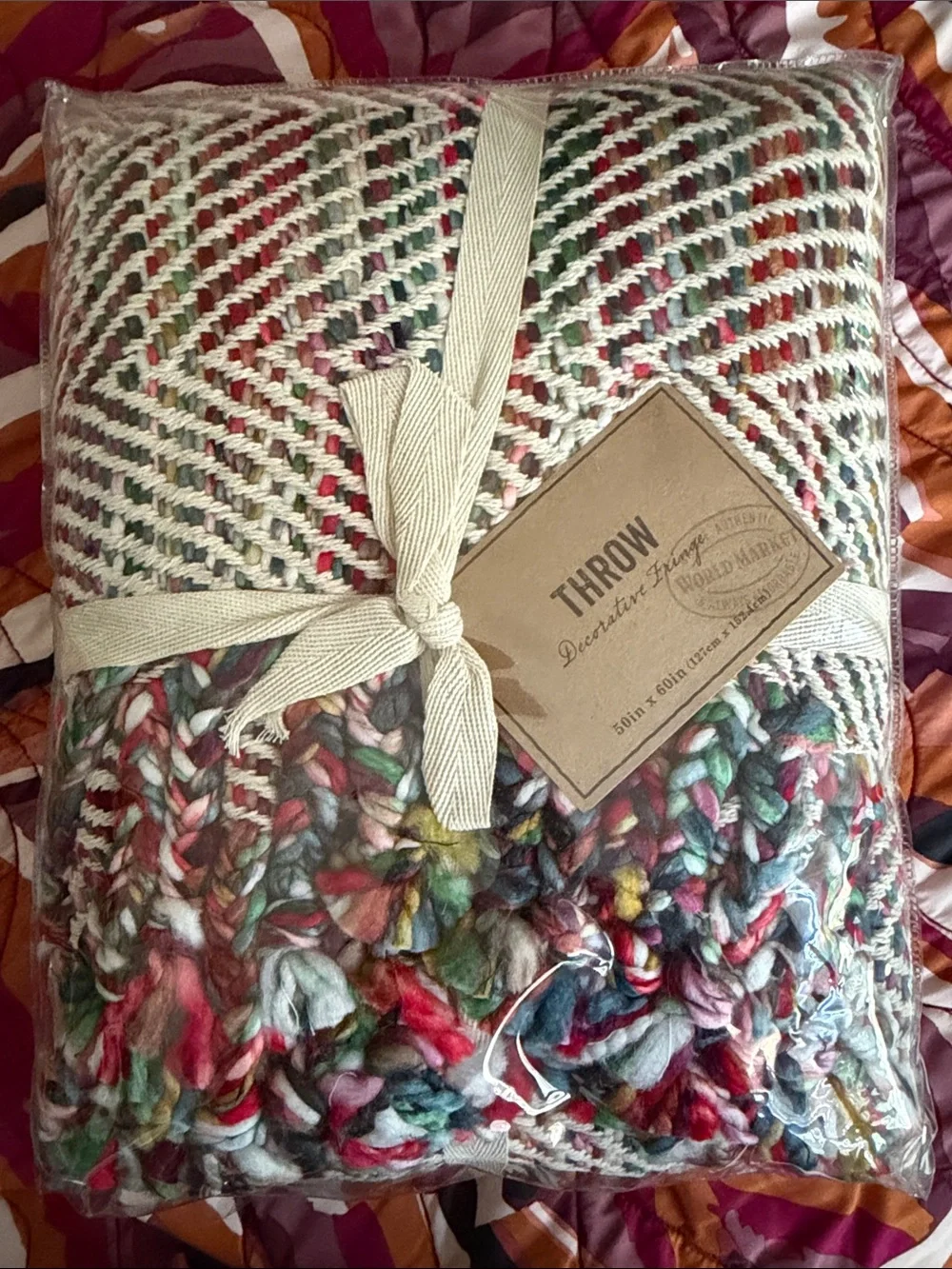Multicolor Stitch Fringe Throw Blanket